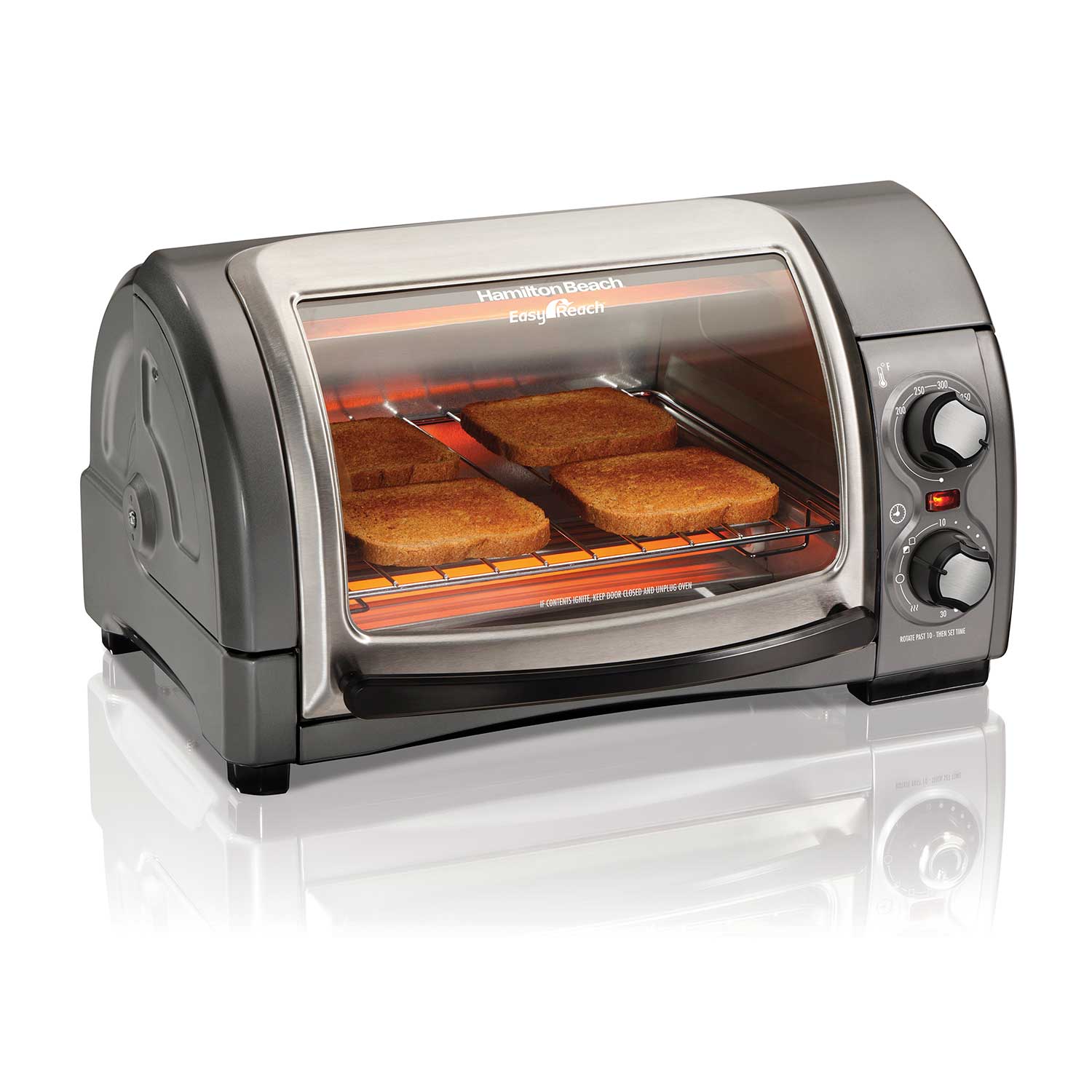 Hamilton Beach - Easy Reach 4-Slice Toaster Oven With Roll Top Door