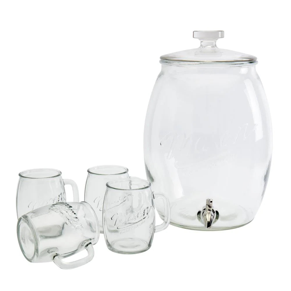 Glass Drink Dispenser Set 5pc