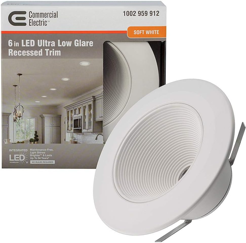 Commercial Electric 6 in. White Ultra Low Glare Integrated LED Mini Step Recessed Downlight Trim