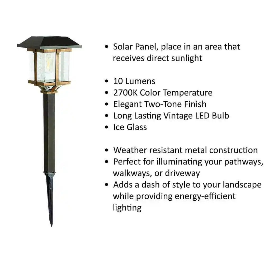 Hampton Bay 10 Lumens 2-Tone Bronze and Warm Wood LED Outdoor Solar Landscape Path Light Set